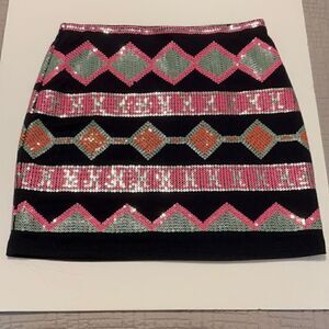 Sequin Miniskirt by Blue Rain, Small. Multicolor on navy. Eras Tour!